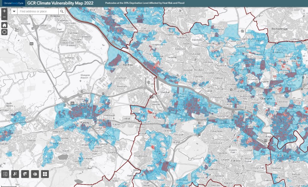 Screenshot of Glasgow City Region Climate Vulnerability Map