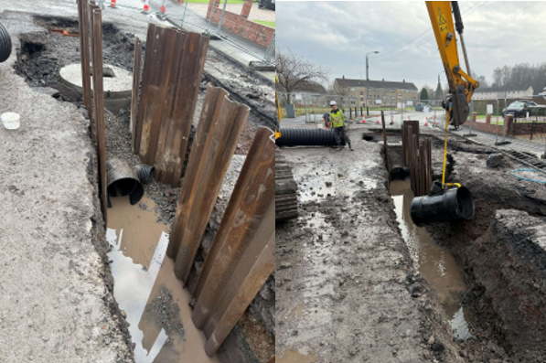 Summerhill Drainage, dug up road